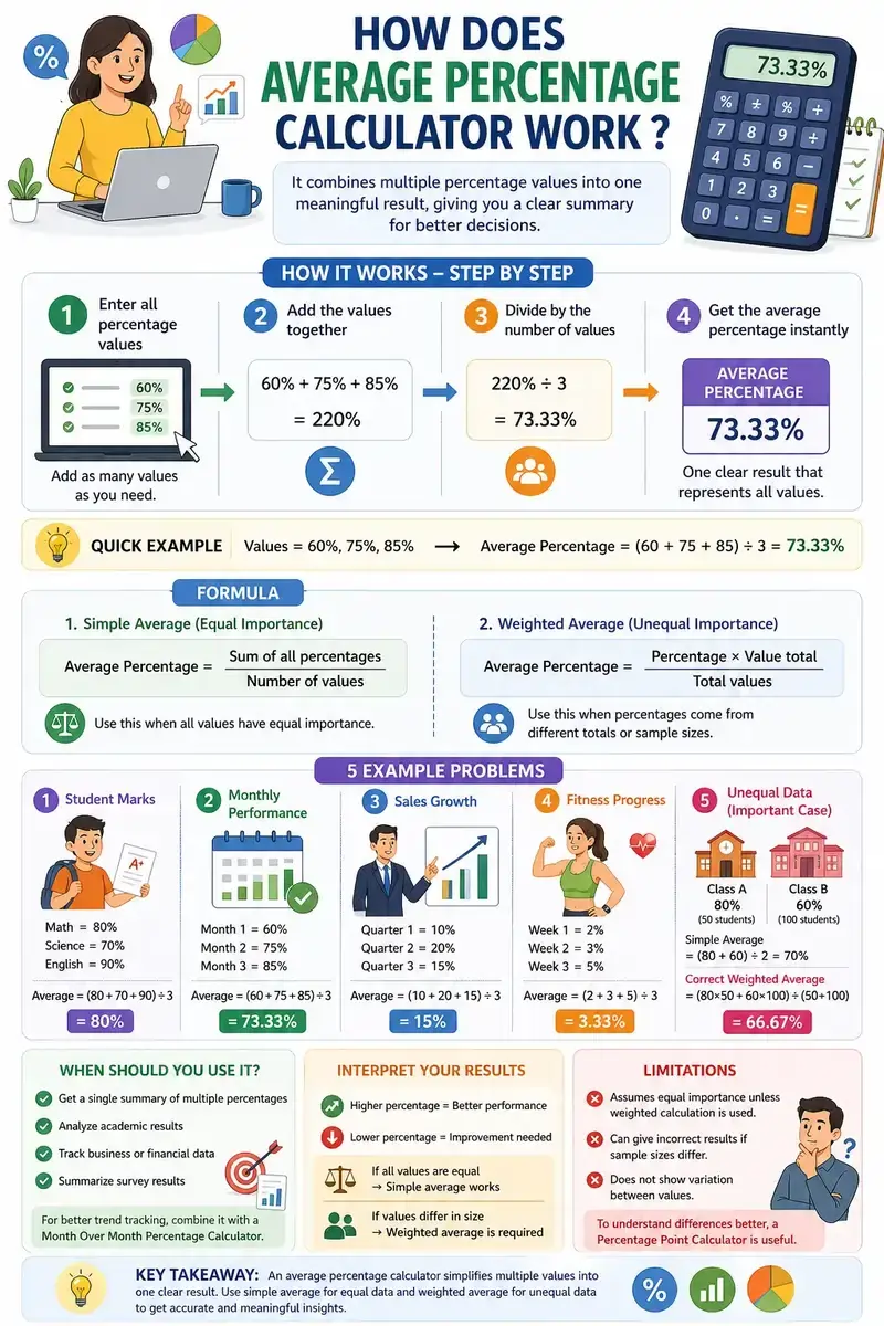 How Does Average Percentage Calculator Work Infographic